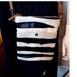 Myra Zebra Leather Cowhide Crossbody Bag